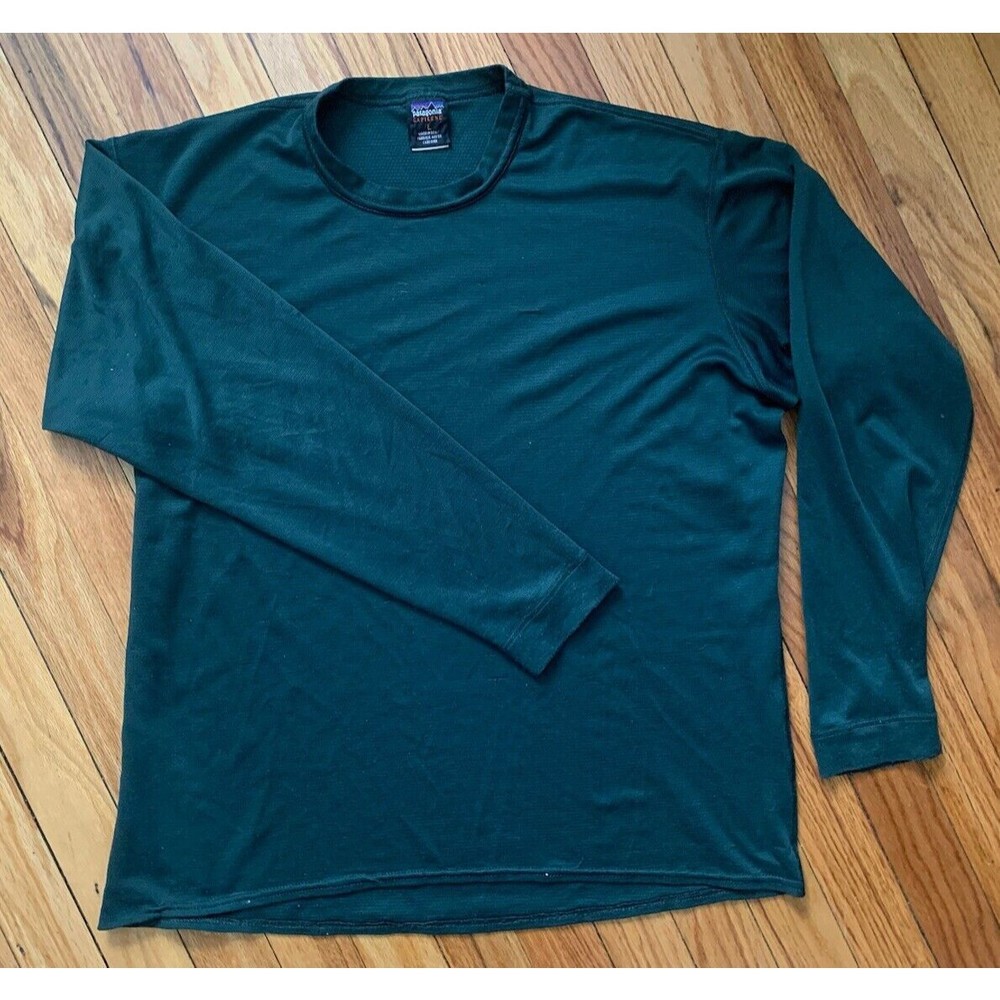PATAGONIA Capilene Base Layer Long Sleeve T-Shirt, Made in USA Size L, Green
